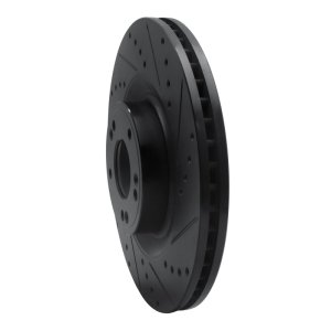 Genesis G80 Brake Rotor (1) - Front Right - R1 Concepts - Drilled & Slotted - Black - `11-`17